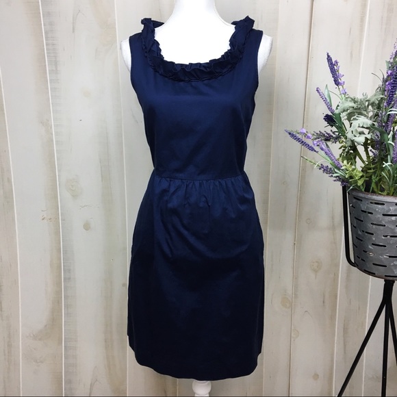 J. Crew Factory Dresses & Skirts - J. Crew Navy Ruffle Trim Cotton Dress